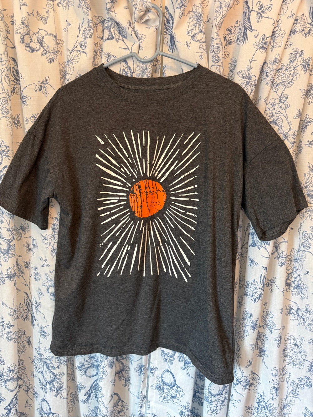 Graphic Short-Sleeve Tee with Orange Sunburst - Dark Gray